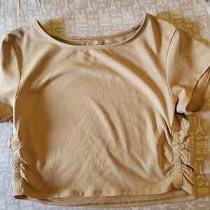 Old Navy Cream Ruched Crop T-Shirt